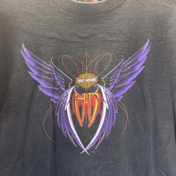 Harley Davidson Purple Wings Gas Tank Riders Ft Lauderdale FL T-Shirt Mens L - Picture 3 of 10